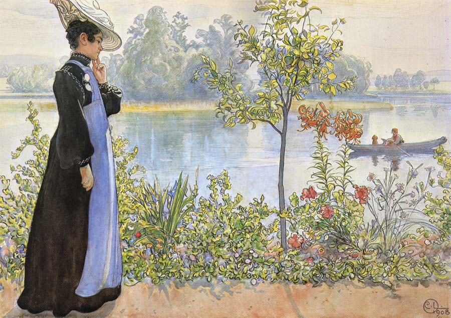 Carl Larsson Late Summer Karin by the Shore